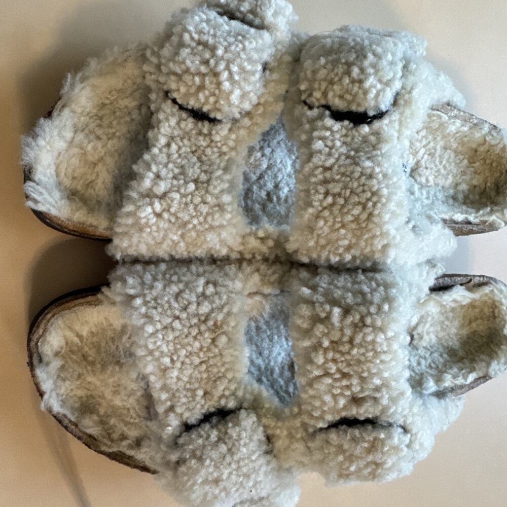 Papillio by Birkenstock Arizona Shearling Slides Size 41 (US 10-10.5) Tan - Picture 2 of 10
